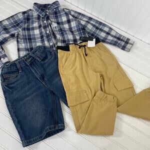 Gymboree Buffalo Plaid Long Sleeve Button Down Shirt Shorts & Pants SET Size 6